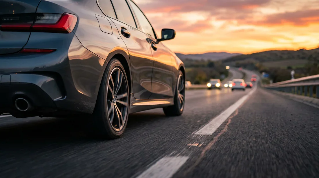 Voiture roulant en sécurité avec un pneu run-flat crevé