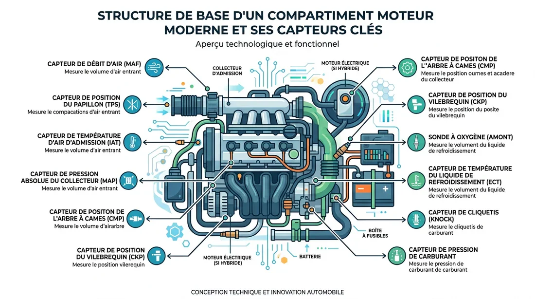 Schéma des principaux capteurs moteur d'une Nissan