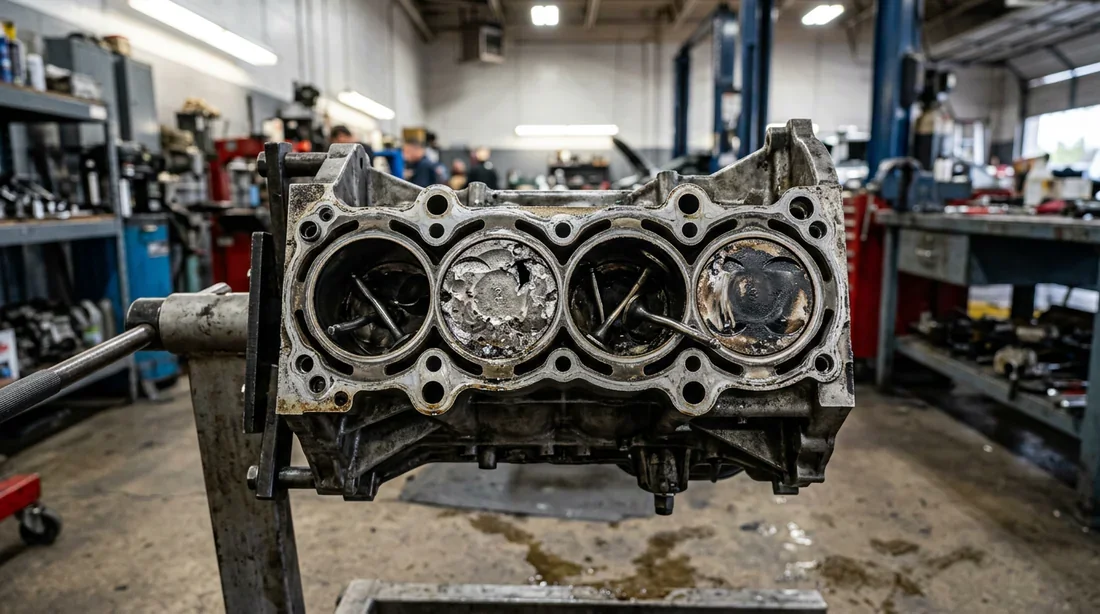 Moteur automobile endommagé suite à une casse de courroie