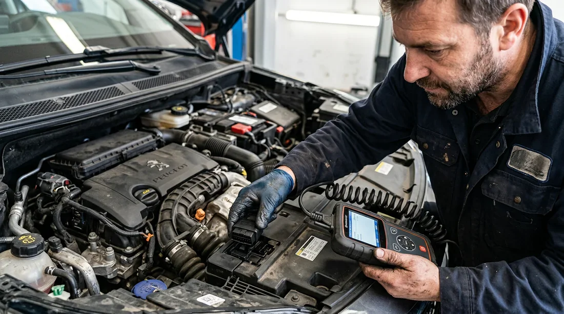 Diagnostic OBD2 du voyant moteur Peugeot Diagnostic automobile du code défaut P2074 avec valise de diagnostic sur Peugeot