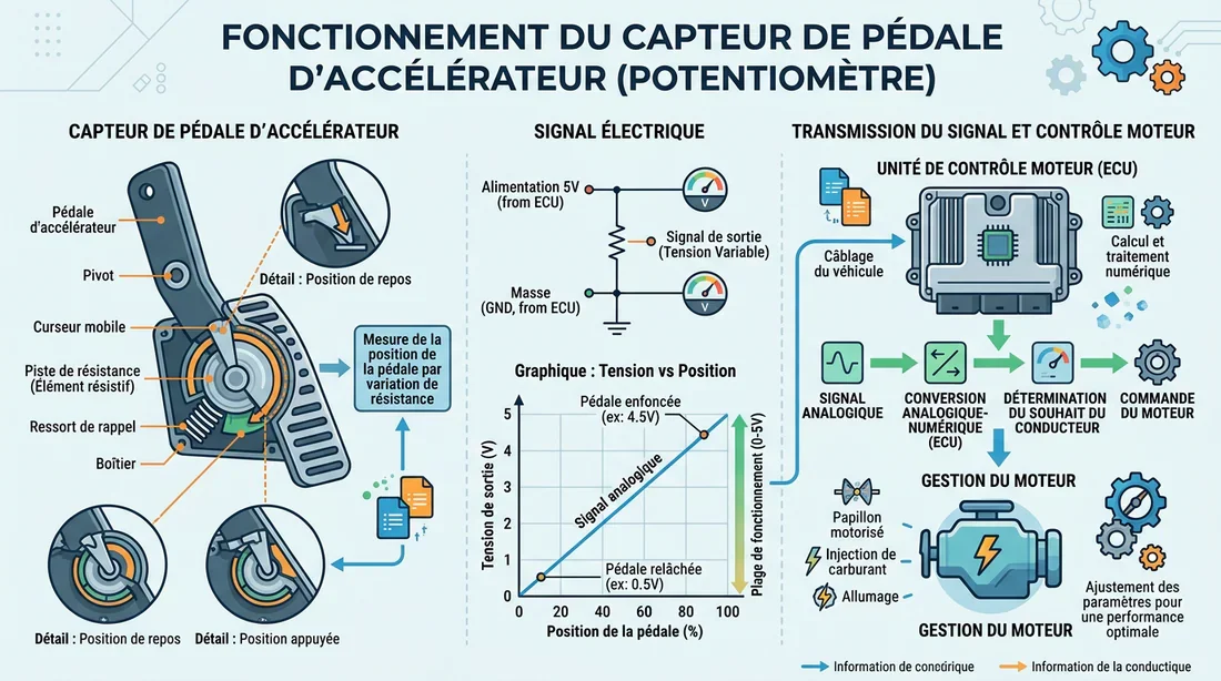 Schéma du fonctionnement du capteur de pédale d'accélérateur