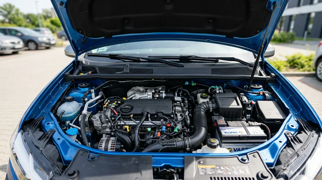 Vue du compartiment moteur ouvert d'une Dacia Sandero Stepway