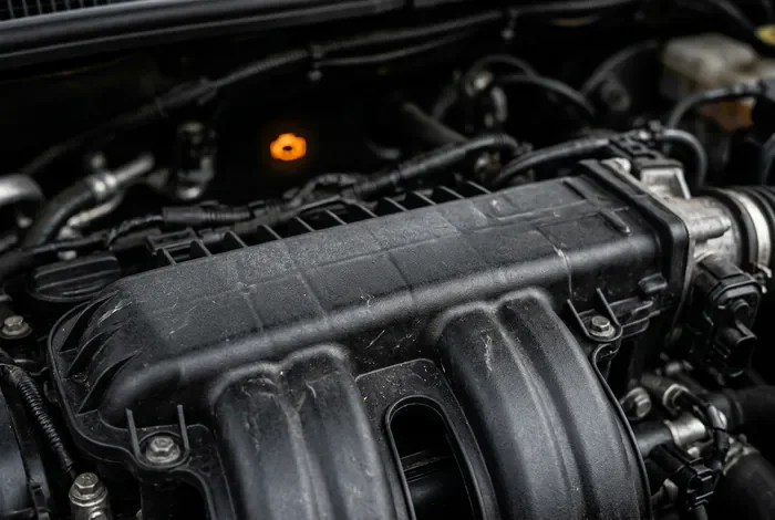 Gros plan sur le cache moteur d'un Fiat Ducato 3.0 Multijet