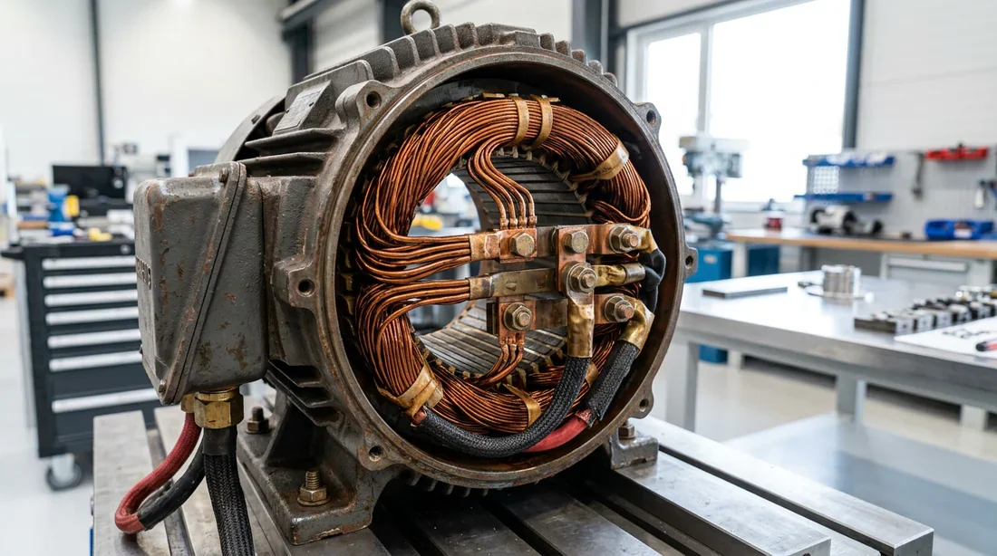 Moteur électrique industriel haute performance et câblage de puissance