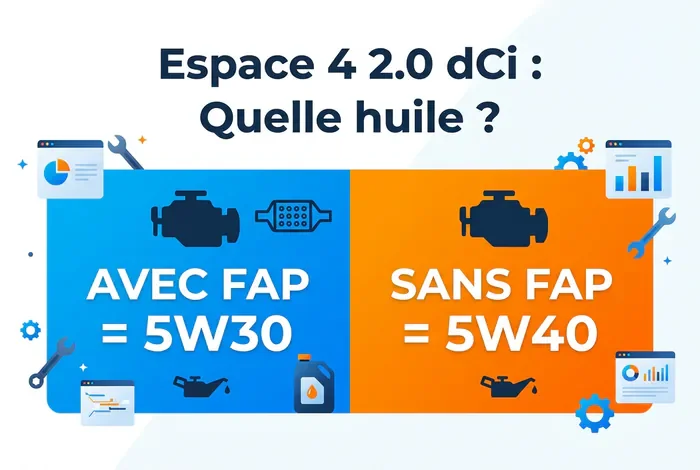 Infographie comparatif huile moteur Renault Espace 4 2.0 dCi