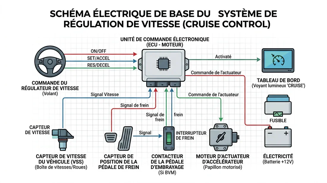 Schéma technique du système de régulateur de vitesse