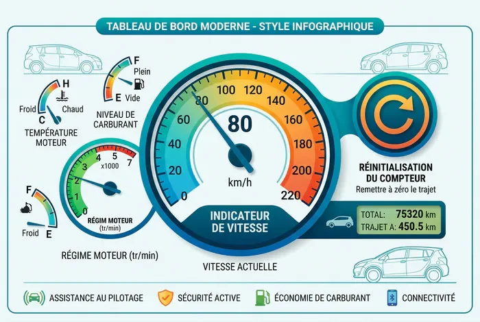 Infographie expliquant la réinitialisation du voyant de vidange Toyota Verso