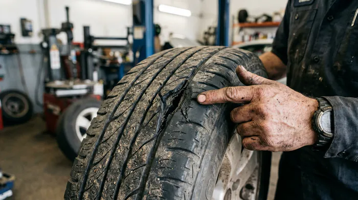 Infographie illustrant la différence entre usure normale et arrachement dangereux d'un pneu