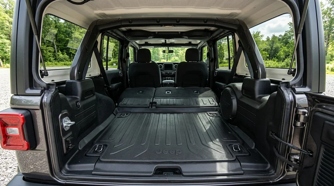Espace de chargement et coffre plat d'un Jeep Wrangler Unlimited sièges rabattus