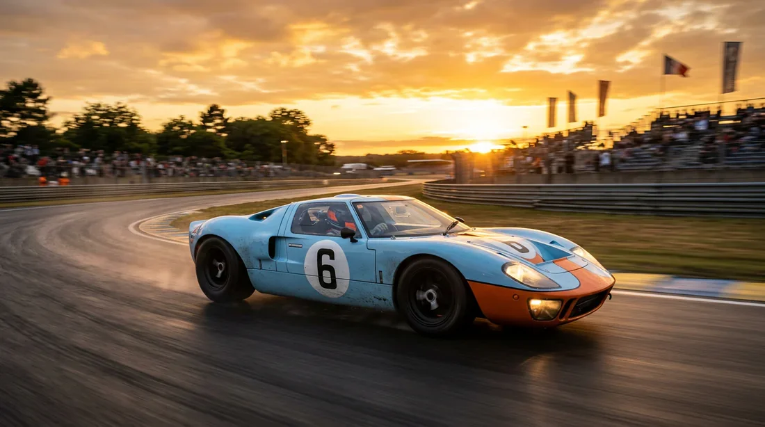 Ford GT40 et les succès en compétition Ford GT40 classique en course sur circuit automobile