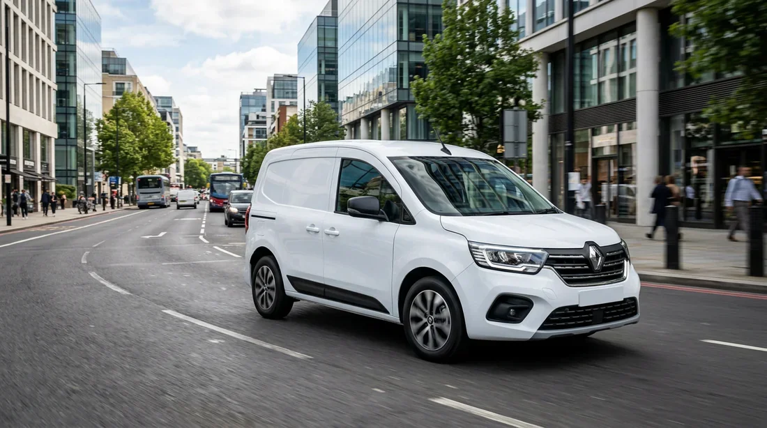 Renault Kangoo E-Tech électrique en circulation en milieu urbain