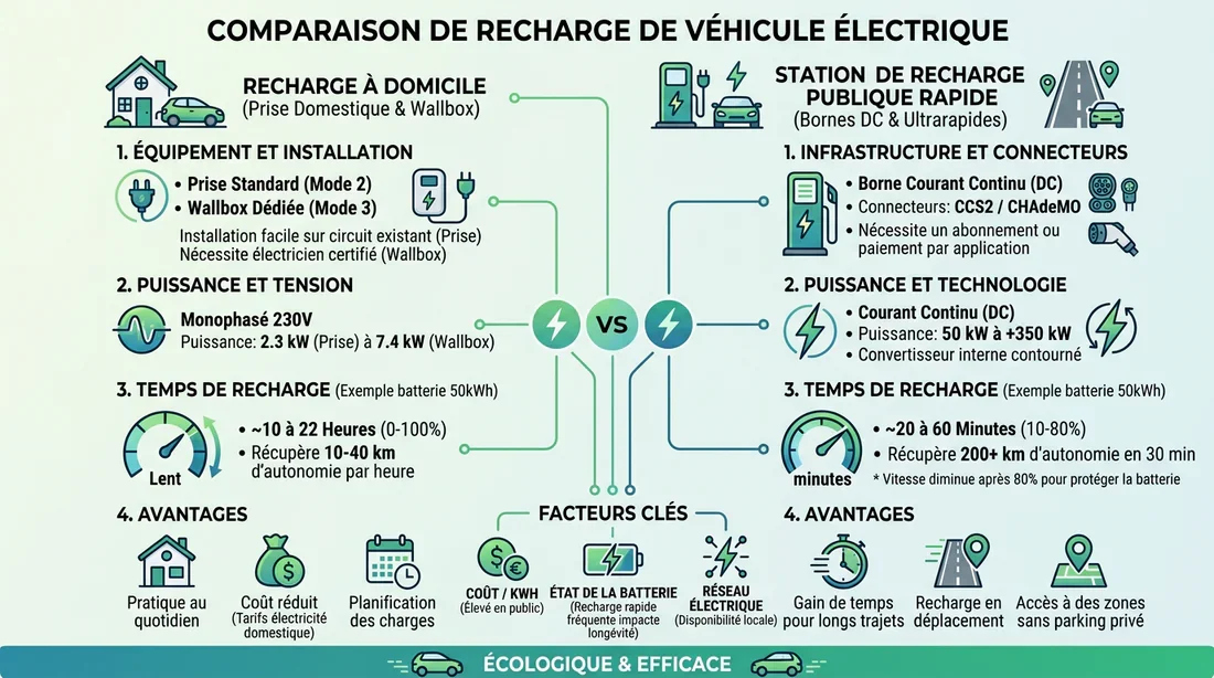 Schéma comparatif des modes de recharge pour Peugeot iOn.