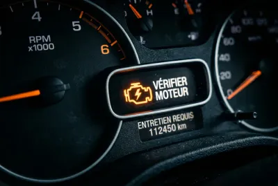 Voyant moteur allumé sur tableau de bord de Chevrolet Aveo