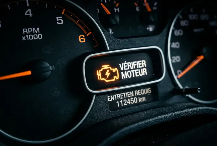 Voyant moteur allumé sur tableau de bord de Chevrolet Aveo