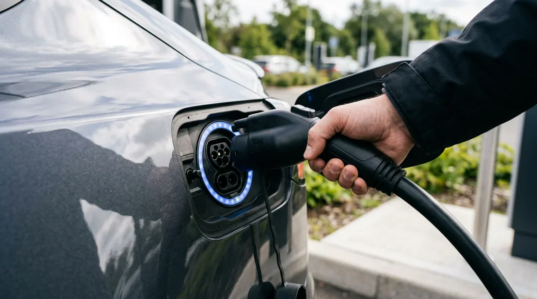 Branchement du câble de recharge sur la borne domestique
