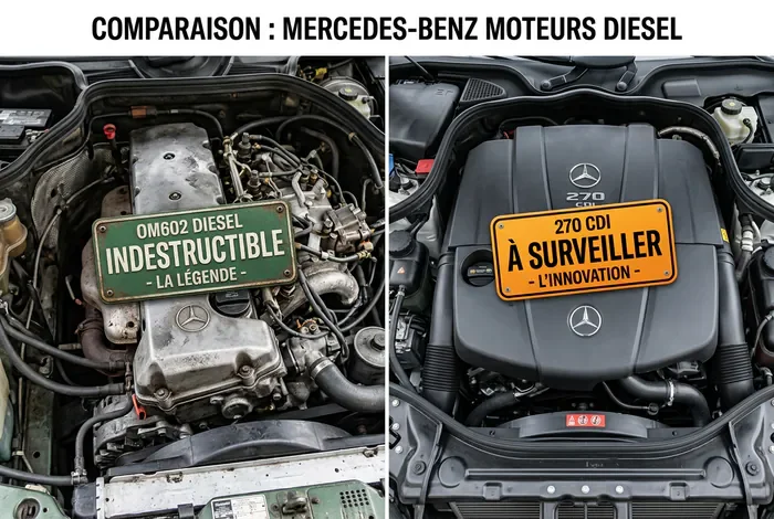 Comparaison moteurs diesel Mercedes entre un moteur indestructible et un moteur à surveiller