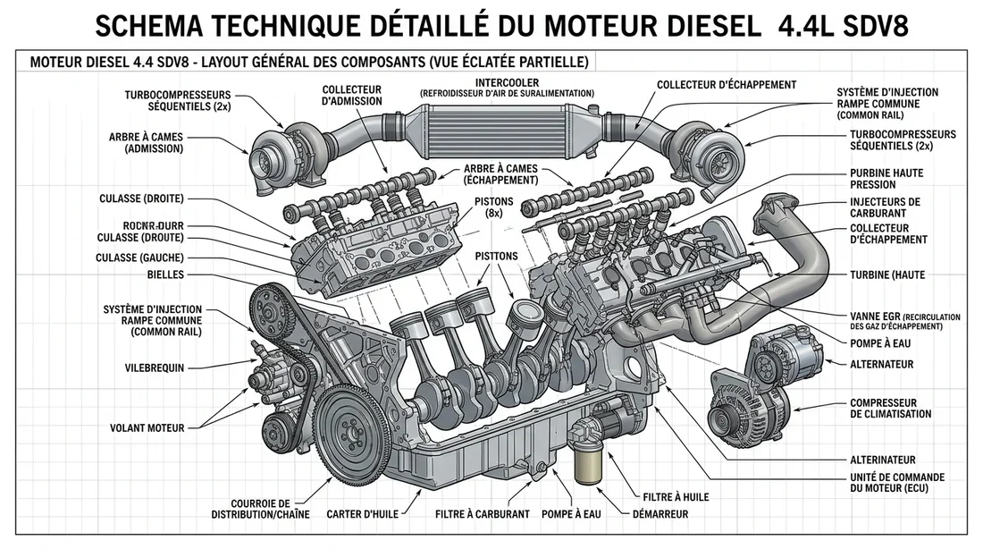 Schéma technique du moteur 4.4 SDV8