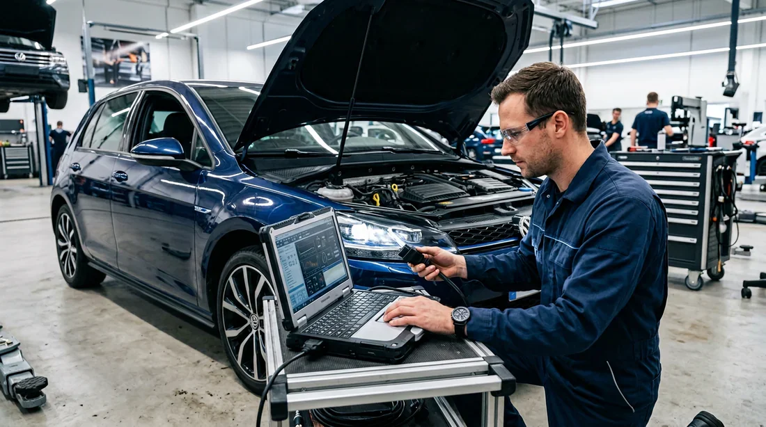 Diagnostic électronique d'une Golf 7 GTE en garage