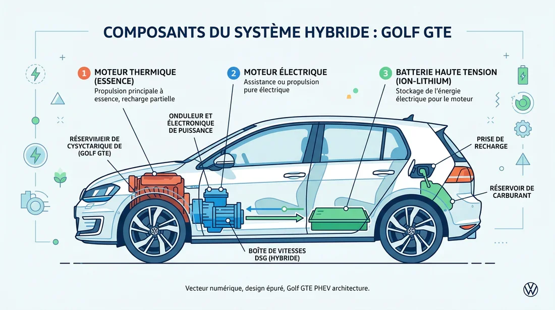 Schéma des composants du système hybride GTE