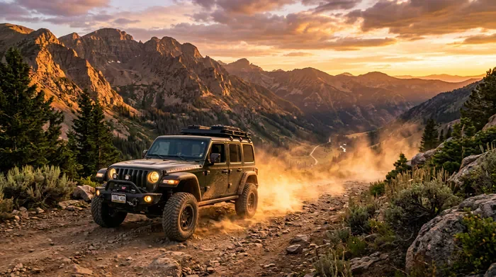 Photo de profil d'un Jeep Wrangler JL en milieu naturel