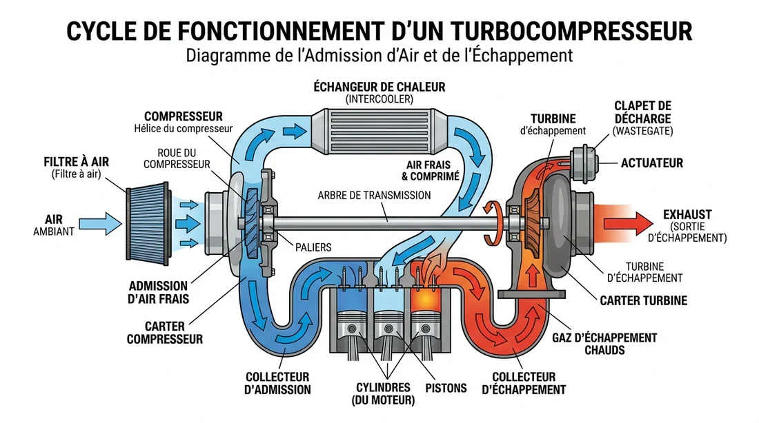Fonctionnement du turbo Schéma de fonctionnement d'un turbo moteur