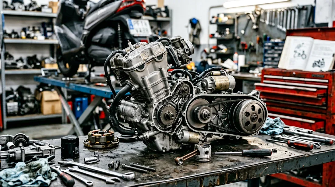 Vue technique du moteur et composants du Kymco X-Town 125