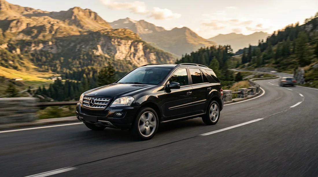 Mercedes ML W164 sur une route de montagne