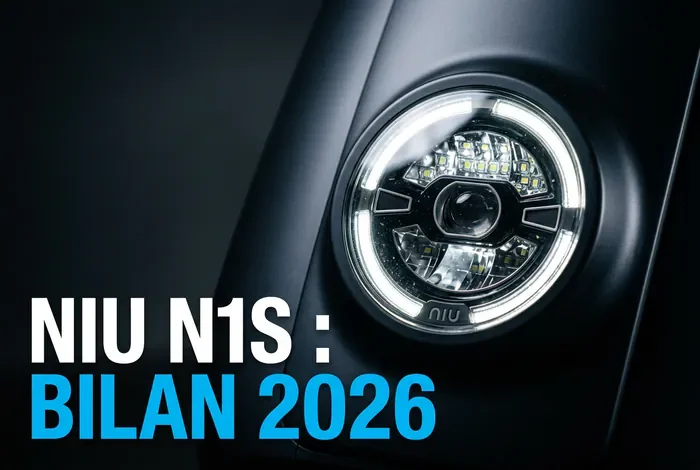 Gros plan sur le phare LED du NIU N1S pour le bilan 2026