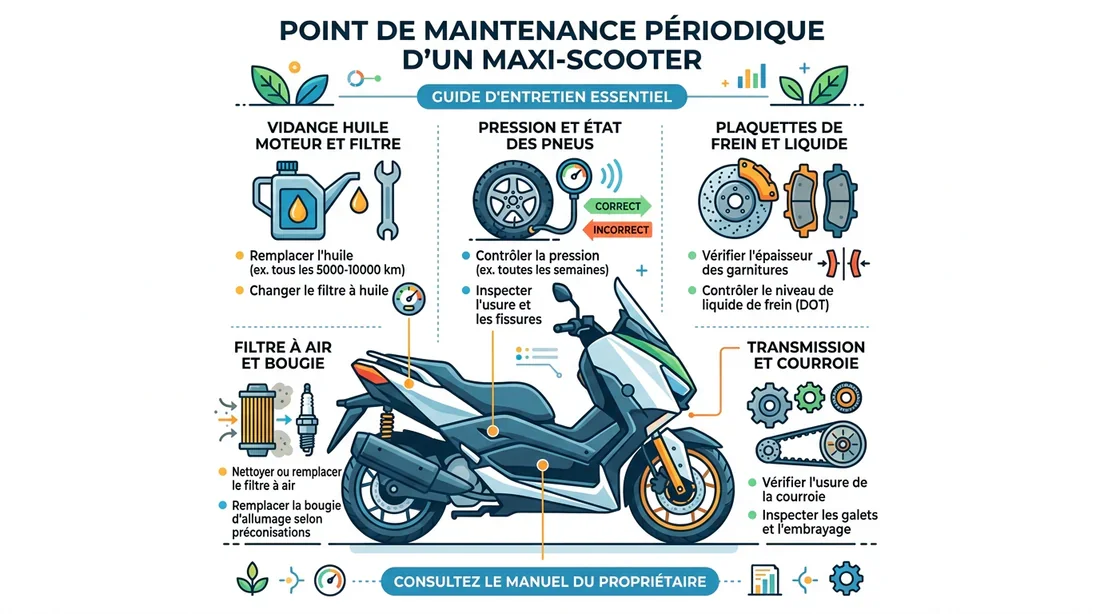 Entretien et maintenance Piaggio X9 Infographie des points d'entretien essentiels du scooter Piaggio X9