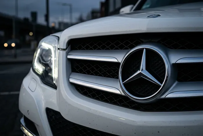 Gros plan calandre et feux de jour LED Mercedes GLK Phase 2