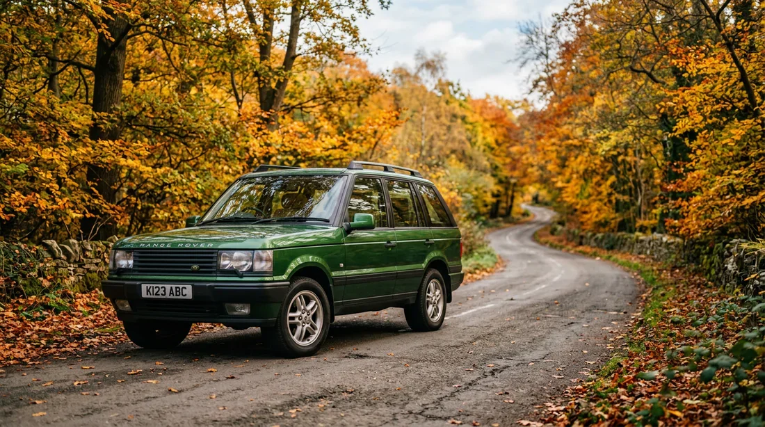 Range Rover P38 garé dans un décor automnal